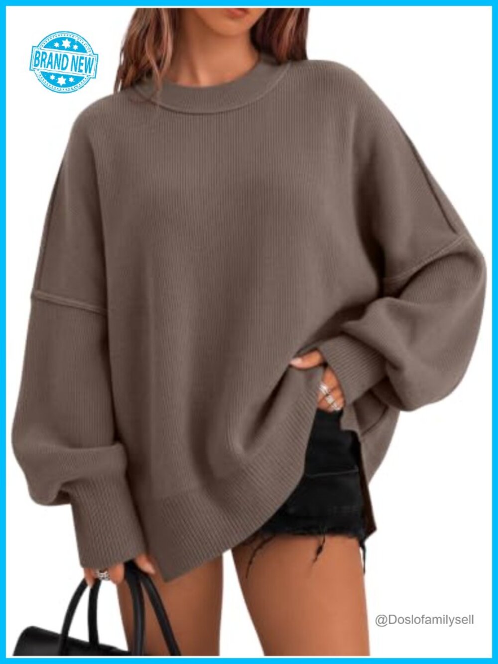 Oversized Crewneck Pullover Sweater Long Sleeve Tunic
